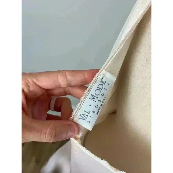 Vtg Val Mode Floor Length Rose Nightgown Pink Chiffon Slip Dress Sleeveless S - Picture 8 of 15